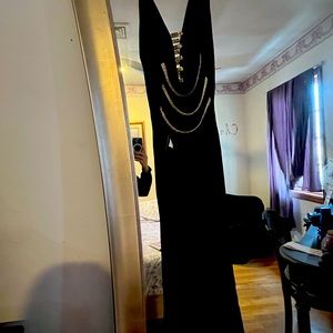 Black rhinestones long gown.